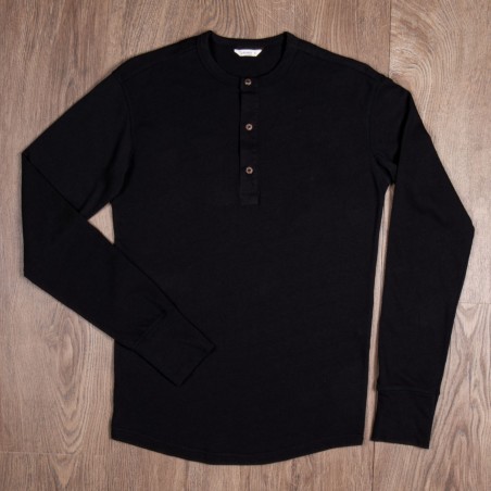 T-shirt Henley met knoopsluiting en lange mouwen zwart - 1927 Henley Shirt long sleeve faded black Pike Brothers