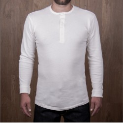 T-Shirt Henley mit Knopfleiste und langen Ärmeln weiß –...