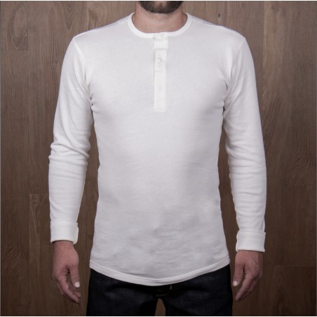 White long sleeve Henley shirt - 1927 Henley Shirt long sleeve ecru Pike Brothers