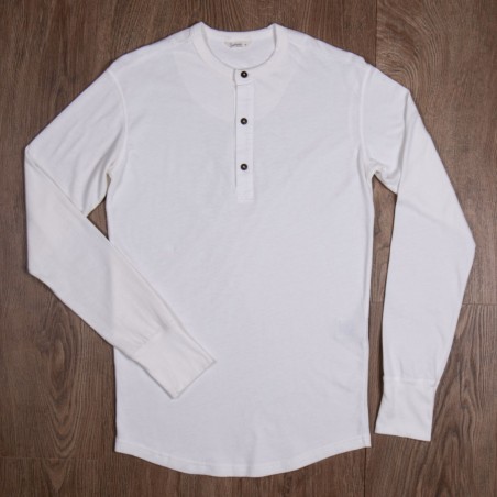 T-Shirt Henley mit Knopfleiste und langen Ärmeln weiß – 1927 Henley Shirt long sleeve ecru Pike Brothers
