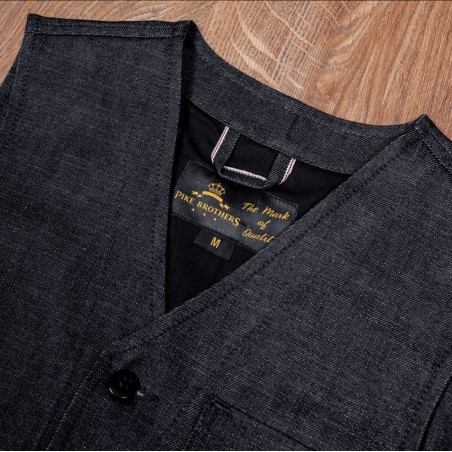 Blaue Denim-Weste – 1937 Roamer Vest 11oz metal Pike Brothers