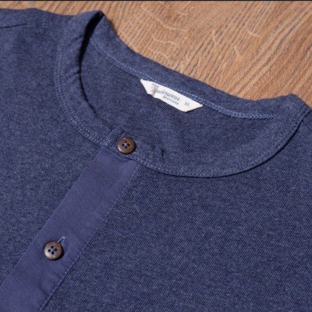 Henley T-shirt met knoopsluiting en lange mouwen Marineblauw - 1927 Henley Shirt long sleeve indigo melange Pike Brothers