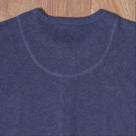 T-Shirt Henley mit Knopfleiste und langen Ärmeln Marineblau - 1927 Henley Shirt long sleeve indigo melange Pike Brothers