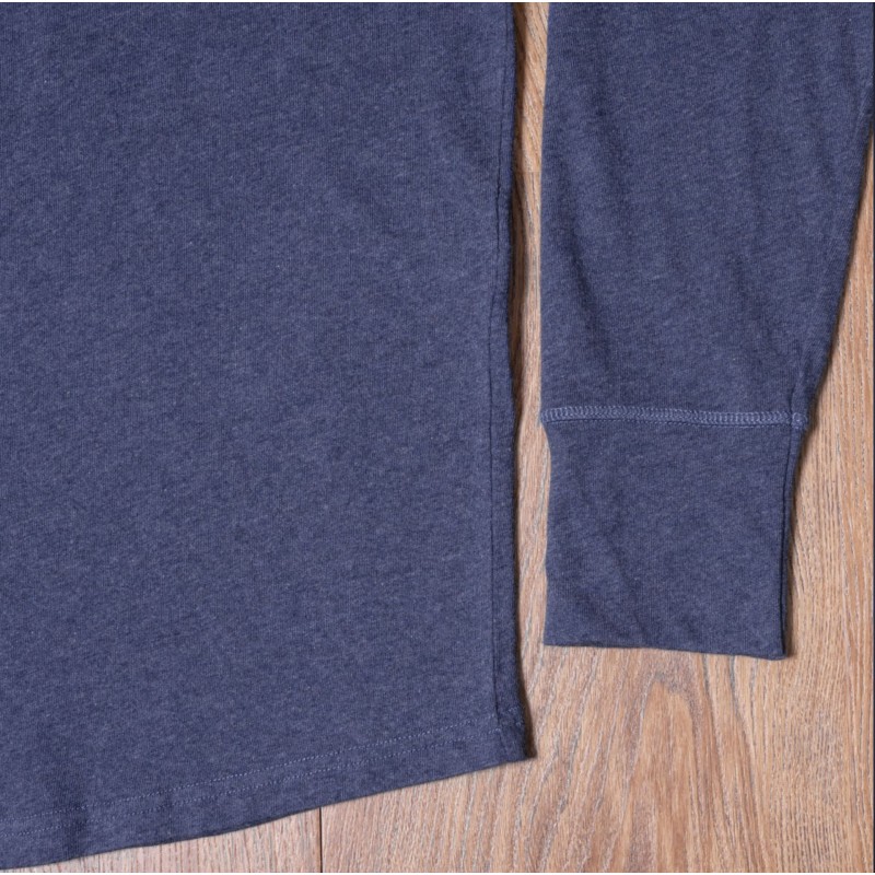 Navy Blue Long-Sleeve Henley T-Shirt with...