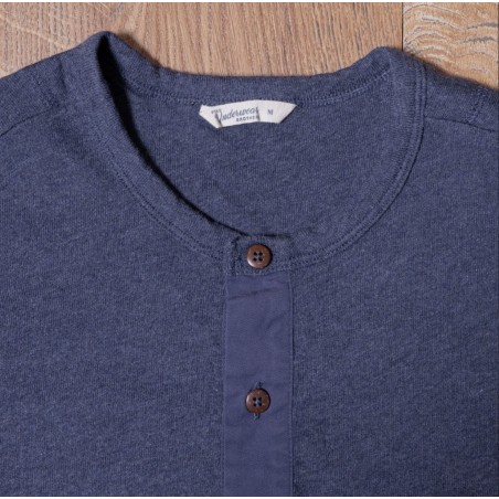 Navy Blue Short-Sleeve Henley T-Shirt - 1927 Henley Shirt Short Sleeve Indigo Melange Pike Brothers