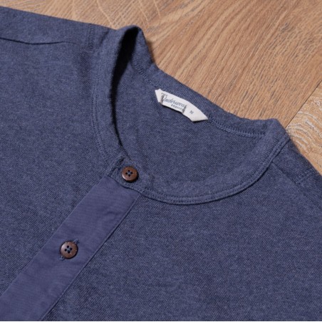 Henley T-shirt met knoopsluiting en korte mouwen marineblauw - 1927 Henley Shirt short sleeve indigo melange Pike Brothers