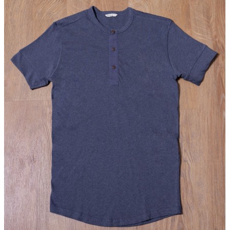 Navy Blue Short-Sleeve Henley T-Shirt - 1927 Henley Shirt Short Sleeve Indigo Melange Pike Brothers