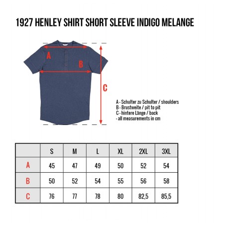 Henley T-shirt met knoopsluiting en korte mouwen marineblauw - 1927 Henley Shirt short sleeve indigo melange Pike Brothers