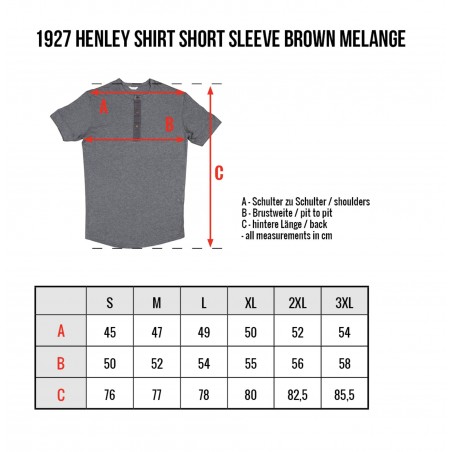 Brown Short-Sleeve Henley T-Shirt with Button Placket - 1927 Henley Shirt short sleeve brown melange Pike Brothers