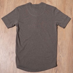 Brown Short-Sleeve Henley T-Shirt with Button Placket -... 2
