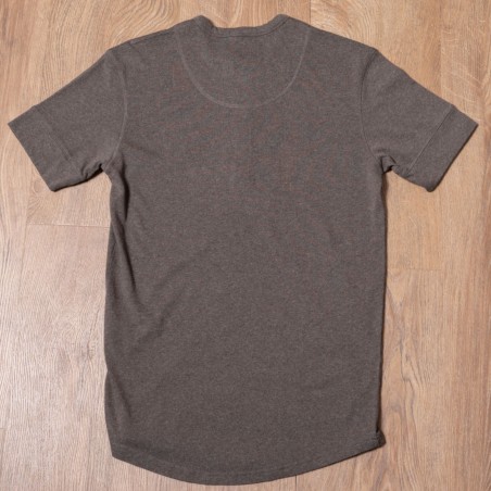 Brown Short-Sleeve Henley T-Shirt with Button Placket - 1927 Henley Shirt short sleeve brown melange Pike Brothers