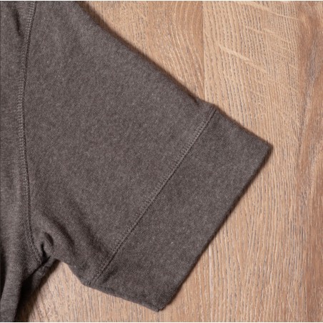 T-Shirt Henley mit Knopfleiste und kurzen Ärmeln Braun - 1927 Henley Shirt short sleeve brown melange Pike Brothers