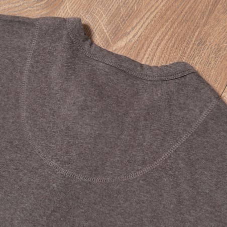 Brown Short-Sleeve Henley T-Shirt with Button Placket - 1927 Henley Shirt short sleeve brown melange Pike Brothers