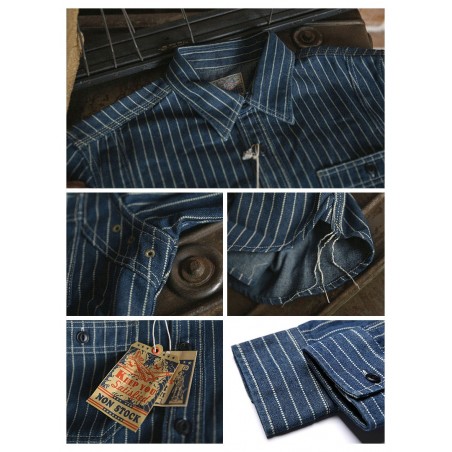 Blaues Hemd 9 oz. Wabash Vent Hole Work Shirt - The Bronson Mfg