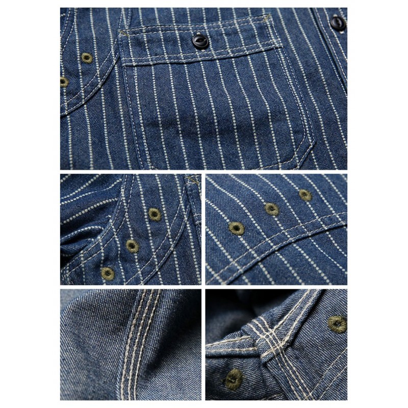 Blauw hemd 9 oz. Wabash Vent Hole Work Shirt -...
