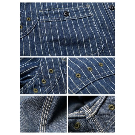 Blauw hemd 9 oz. Wabash Vent Hole Work Shirt - The Bronson Mfg