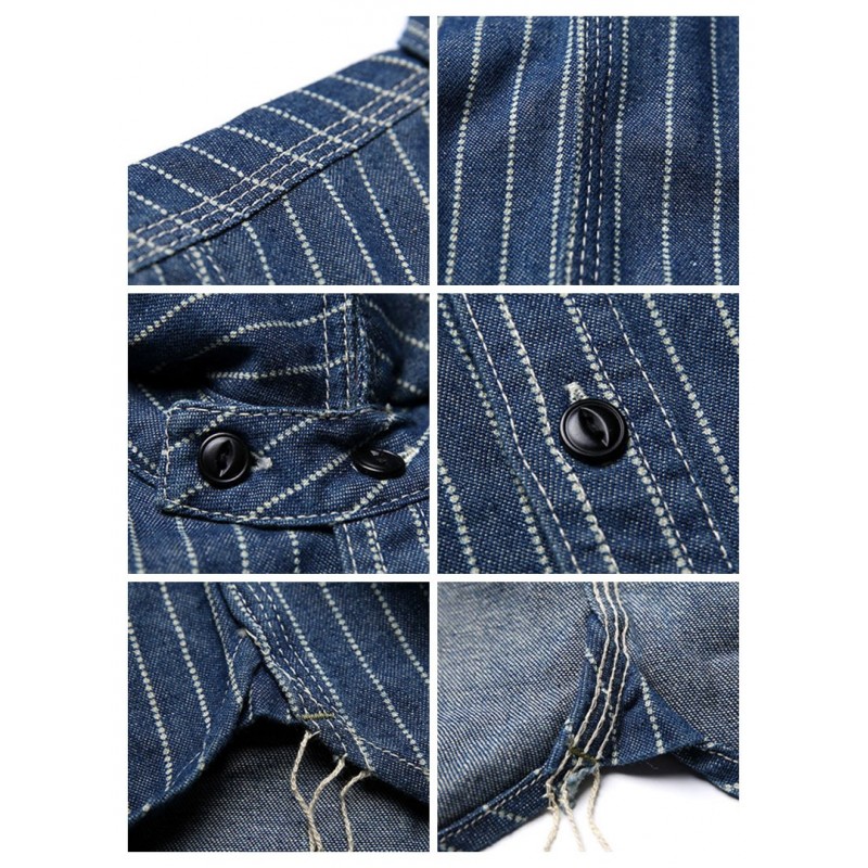 Blaues Hemd 9 oz. Wabash Vent Hole Work Shirt -...