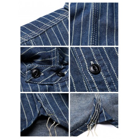 Blauw hemd 9 oz. Wabash Vent Hole Work Shirt - The Bronson Mfg