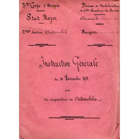 General Instructions on the Requisition of Automobiles — 3rd Train Squadron 1911