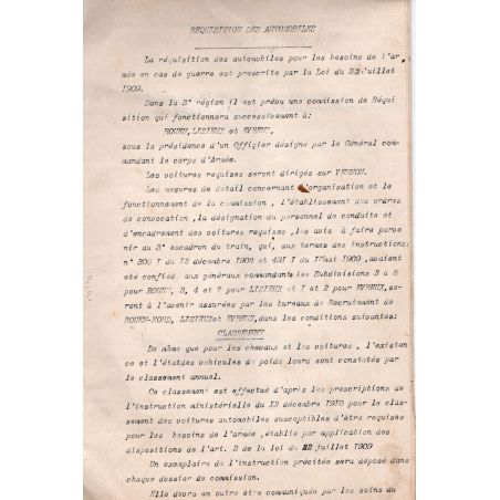 Allgemeine Anweisung zur Requisition von Kraftfahrzeugen – 3. Eskadron des Trains 1911