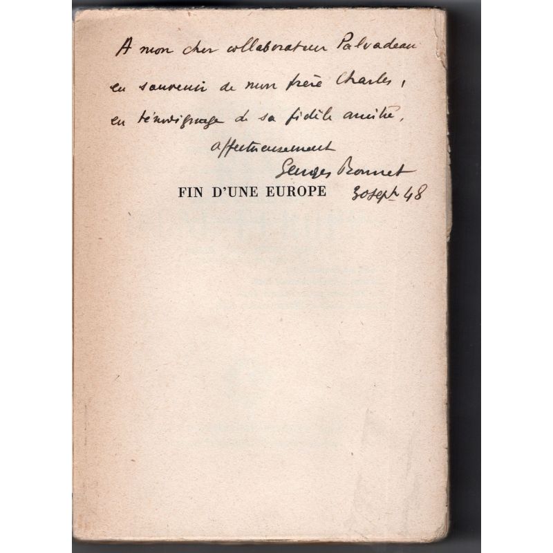 Het einde van een Europa, van München naar de oorlog Georges Bonnet 1948 GESIGNEERD
