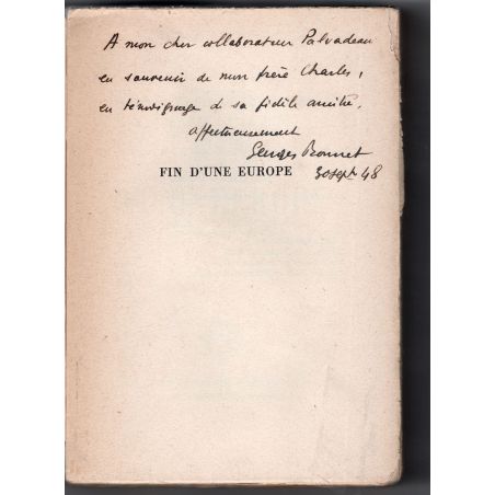 Fin d'une Europe, de Munich à la guerre — Georges Bonnet, 1948, SIGNED