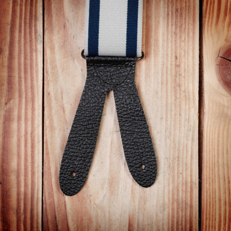 Leren bretels met knoopsgat blauw