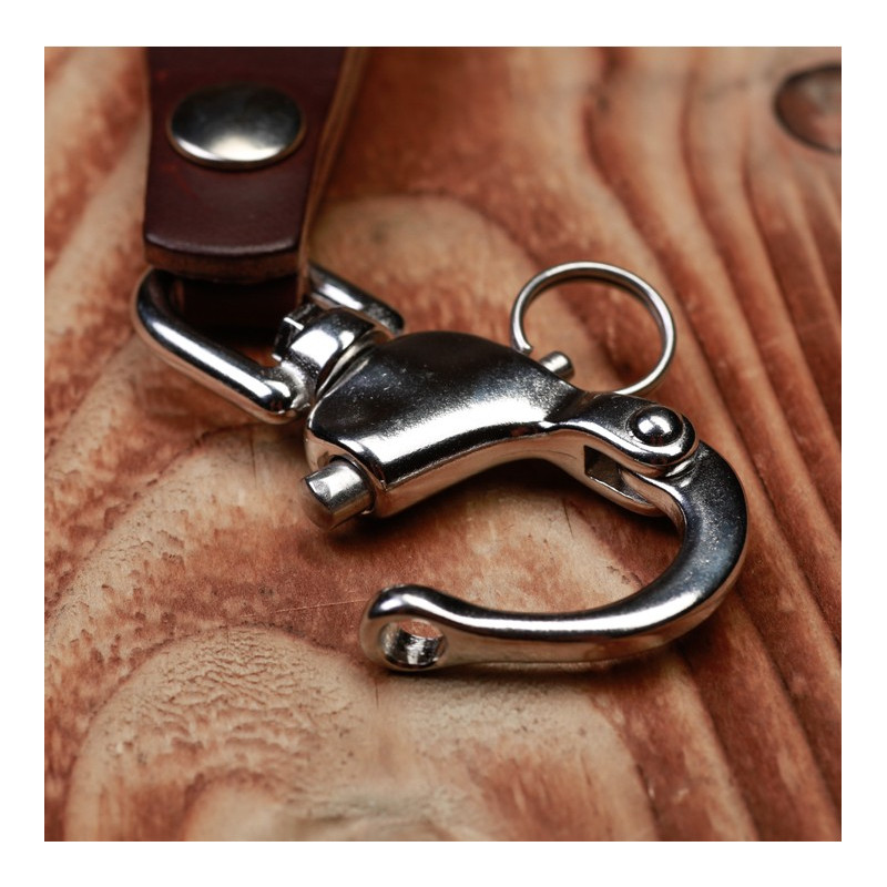 Dark Brown Leather Key Ring - 1965 Key Hanger dark brown