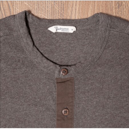 T-shirt Henley à boutonnière et manches longues Marron - 1927 Henley Shirt long sleeve brown melange Pike Brothers