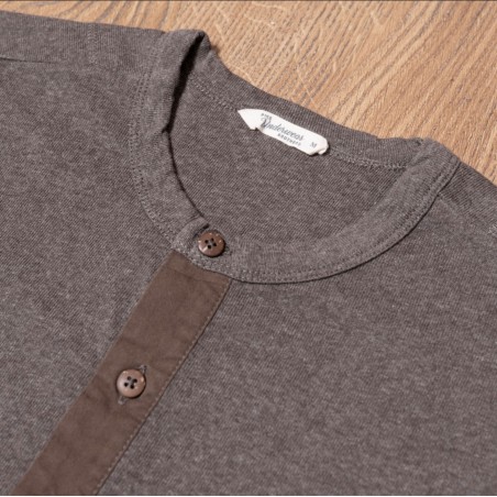 T-shirt Henley à boutonnière et manches longues Marron - 1927 Henley Shirt long sleeve brown melange Pike Brothers