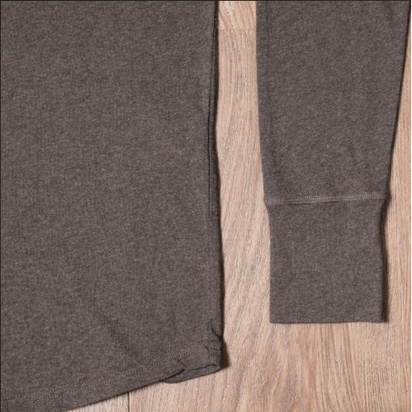 T-shirt Henley à boutonnière et manches longues Marron - 1927 Henley Shirt long sleeve brown melange Pike Brothers