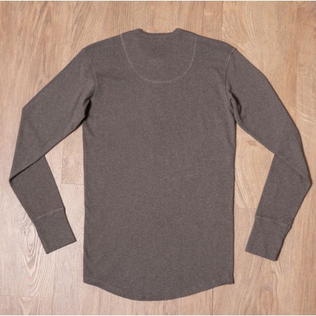 T-shirt Henley à boutonnière et manches longues Marron - 1927 Henley Shirt long sleeve brown melange Pike Brothers