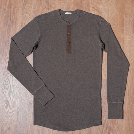 T-shirt Henley à boutonnière et manches longues Marron - 1927 Henley Shirt long sleeve brown melange Pike Brothers