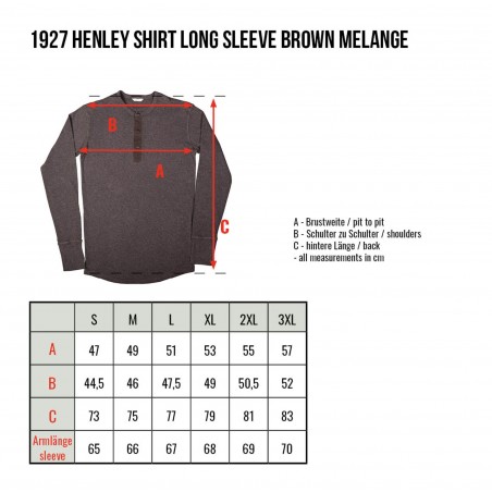 T-shirt Henley à boutonnière et manches longues Marron - 1927 Henley Shirt long sleeve brown melange Pike Brothers
