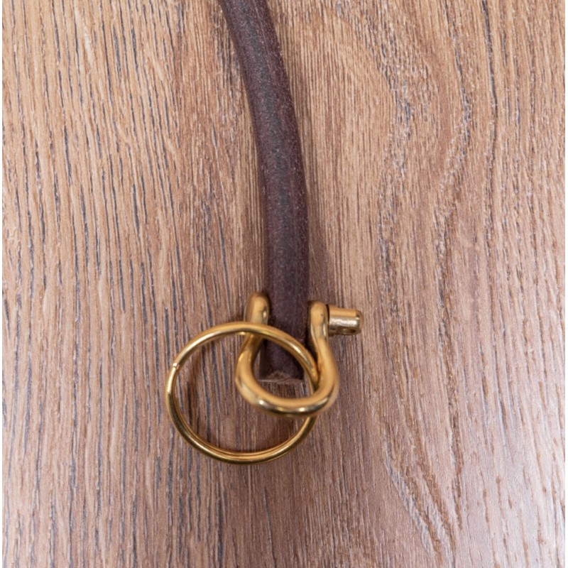 Brown leather lanyard for wallet or key ring -...