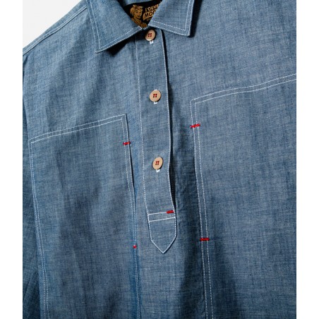 Het Dameshemd "Arromanches" Denim Chambray Licht - L'Ouvrière Moderne