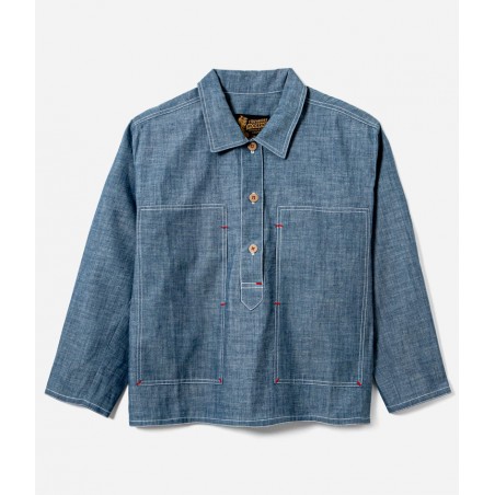 Het Dameshemd "Arromanches" Denim Chambray Licht - L'Ouvrière Moderne