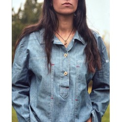 Het Dameshemd "Arromanches" Denim Chambray Licht -...