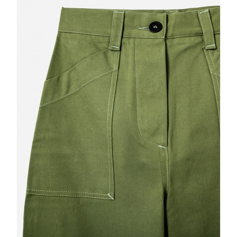 De Damesbroek "Louv 001" Canvas Groen -...