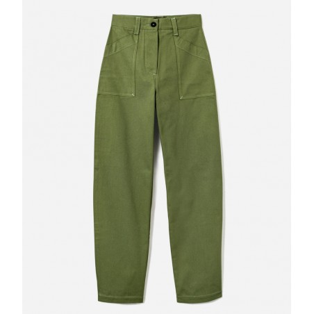 Die Damenhose "Louv 001" Canvas Grün – L'Ouvrière Moderne