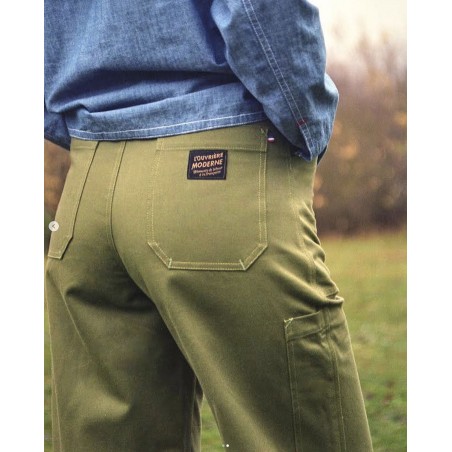 De Damesbroek "Louv 001" Canvas Groen - L'Ouvrière Moderne