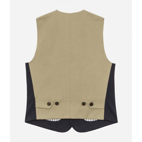 THE "RAOUL" WAISTCOAT NAVY AND LIGHT KHAKI CANVAS - TONTON ET FILS