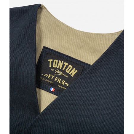 THE "RAOUL" WAISTCOAT NAVY AND LIGHT KHAKI CANVAS - TONTON ET FILS
