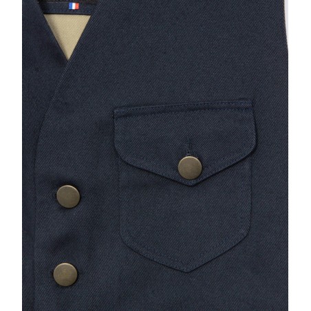 LE GILET «RAOUL» CANVAS MARINE ET KAKI CLAIR - TONTON ET FILS