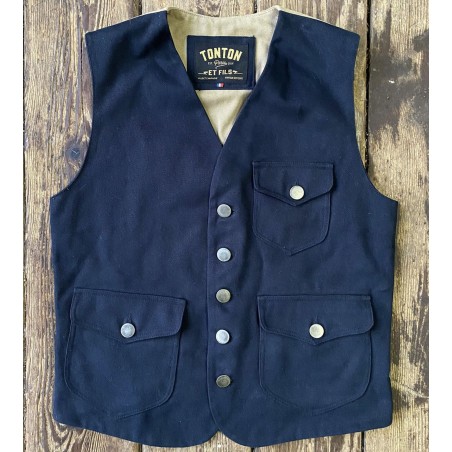 LE GILET «RAOUL» CANVAS MARINE ET KAKI CLAIR - TONTON ET FILS