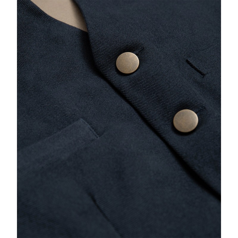 HET GILET «AUGUSTE» MARINEBLAUW RUG LICHTKHAKI...