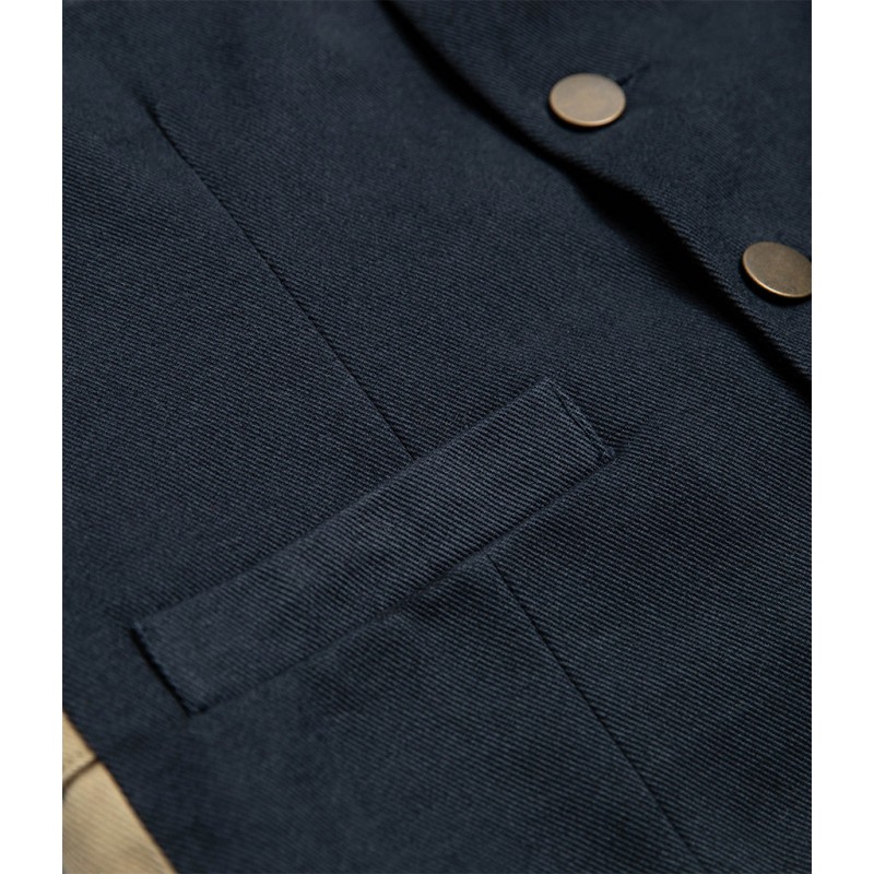 HET GILET «AUGUSTE» MARINEBLAUW RUG LICHTKHAKI...