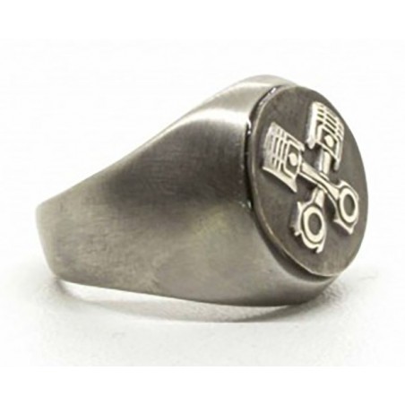 Bague Chevalière Ronde Pistons - Black Pearl Creations