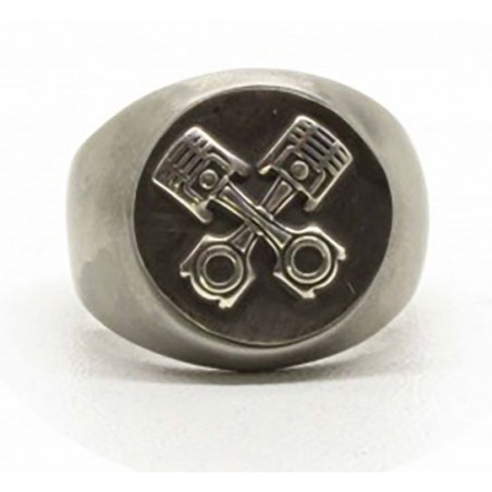 Bague Chevalière Ronde Pistons - Black Pearl Creations