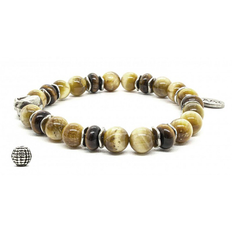 Yellow Tiger's Eye Bracelet - Black Pearl...